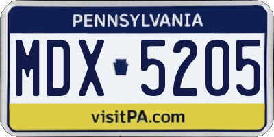 PA license plate MDX5205