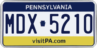 PA license plate MDX5210