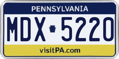 PA license plate MDX5220