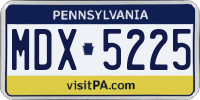 PA license plate MDX5225