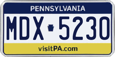 PA license plate MDX5230