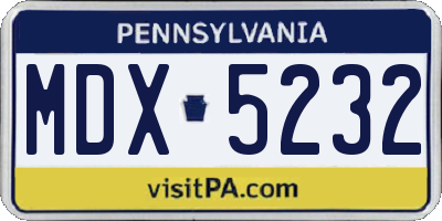 PA license plate MDX5232