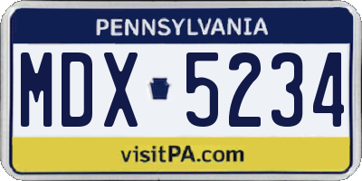 PA license plate MDX5234