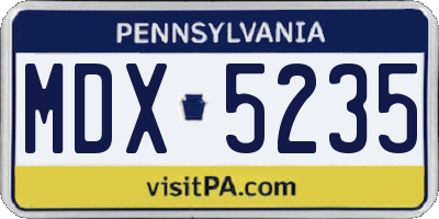 PA license plate MDX5235