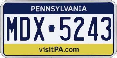 PA license plate MDX5243