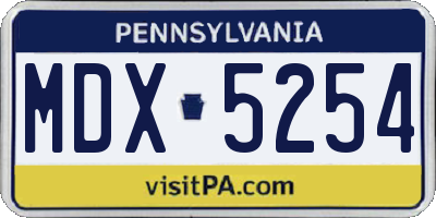 PA license plate MDX5254