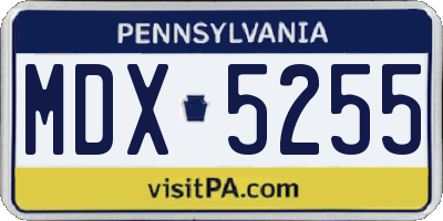 PA license plate MDX5255