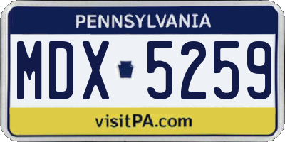 PA license plate MDX5259