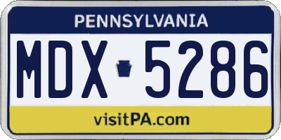 PA license plate MDX5286