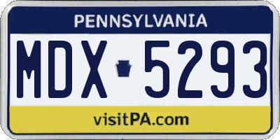 PA license plate MDX5293