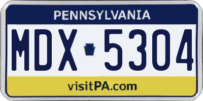 PA license plate MDX5304