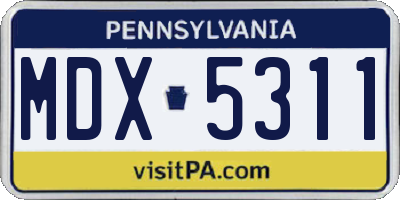 PA license plate MDX5311