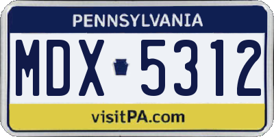 PA license plate MDX5312