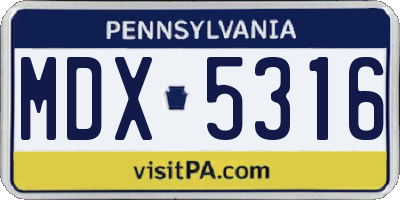PA license plate MDX5316