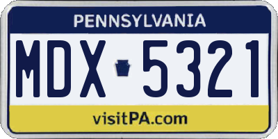 PA license plate MDX5321