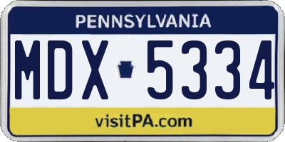 PA license plate MDX5334