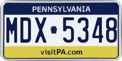 PA license plate MDX5348