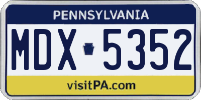 PA license plate MDX5352