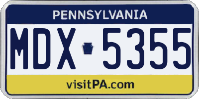 PA license plate MDX5355