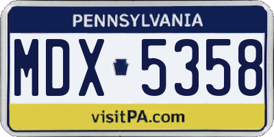 PA license plate MDX5358