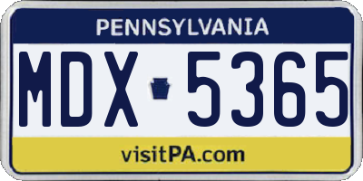 PA license plate MDX5365