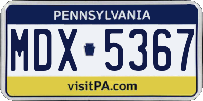 PA license plate MDX5367