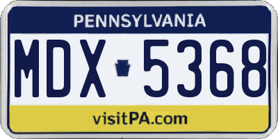 PA license plate MDX5368
