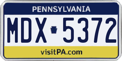 PA license plate MDX5372
