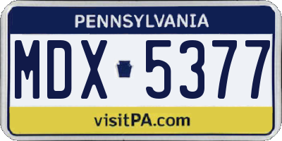 PA license plate MDX5377