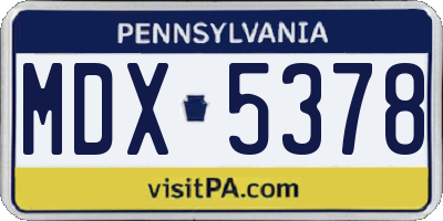 PA license plate MDX5378