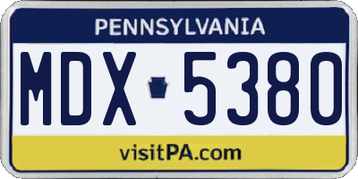 PA license plate MDX5380