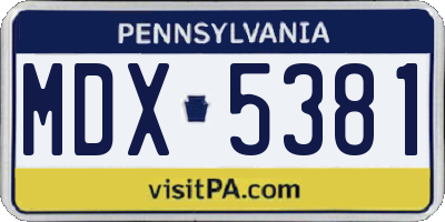 PA license plate MDX5381