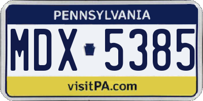 PA license plate MDX5385