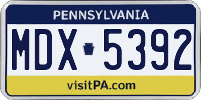 PA license plate MDX5392