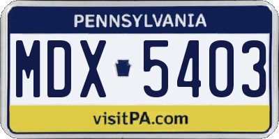 PA license plate MDX5403