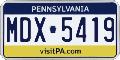 PA license plate MDX5419