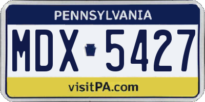 PA license plate MDX5427