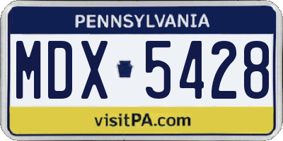 PA license plate MDX5428
