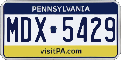 PA license plate MDX5429