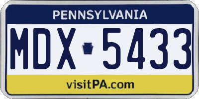 PA license plate MDX5433