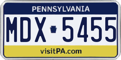 PA license plate MDX5455