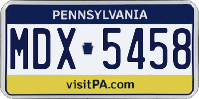 PA license plate MDX5458