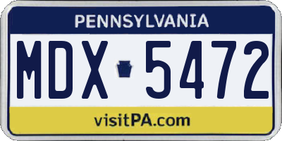 PA license plate MDX5472