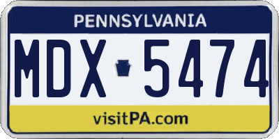 PA license plate MDX5474
