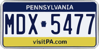 PA license plate MDX5477
