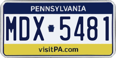 PA license plate MDX5481