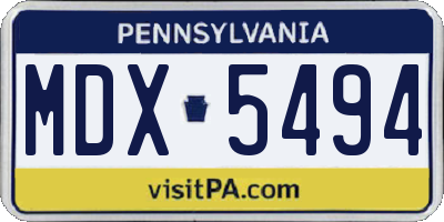 PA license plate MDX5494