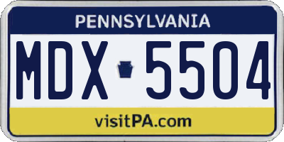 PA license plate MDX5504