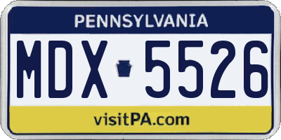 PA license plate MDX5526