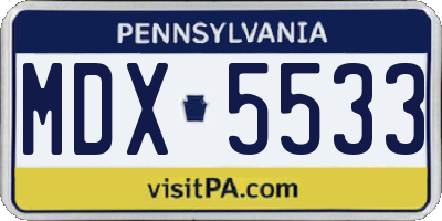 PA license plate MDX5533